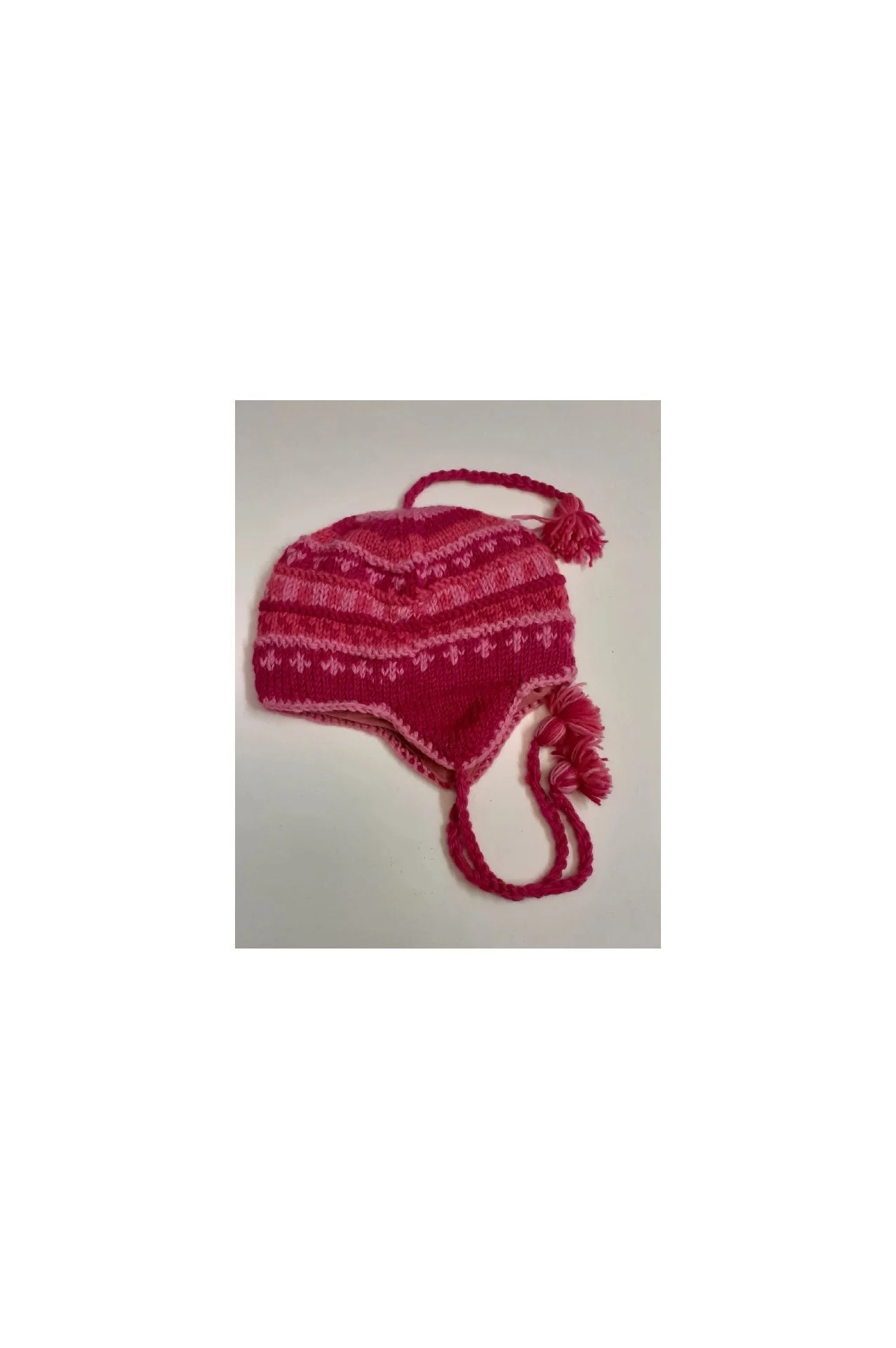Hand Knit Wool Winter Hat: Fleece Lined, Boho Tassel - P32