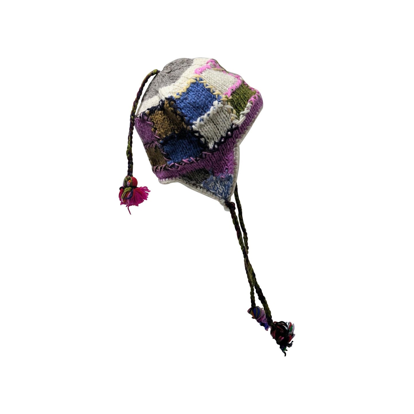Hand Knit Wool Hat: Unisex Fleece Lined Winter Bobble Tassel - P2