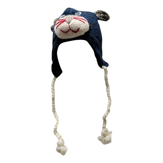 Handmade Wool Knit Animal Character Hat with Fleece Lining - P164