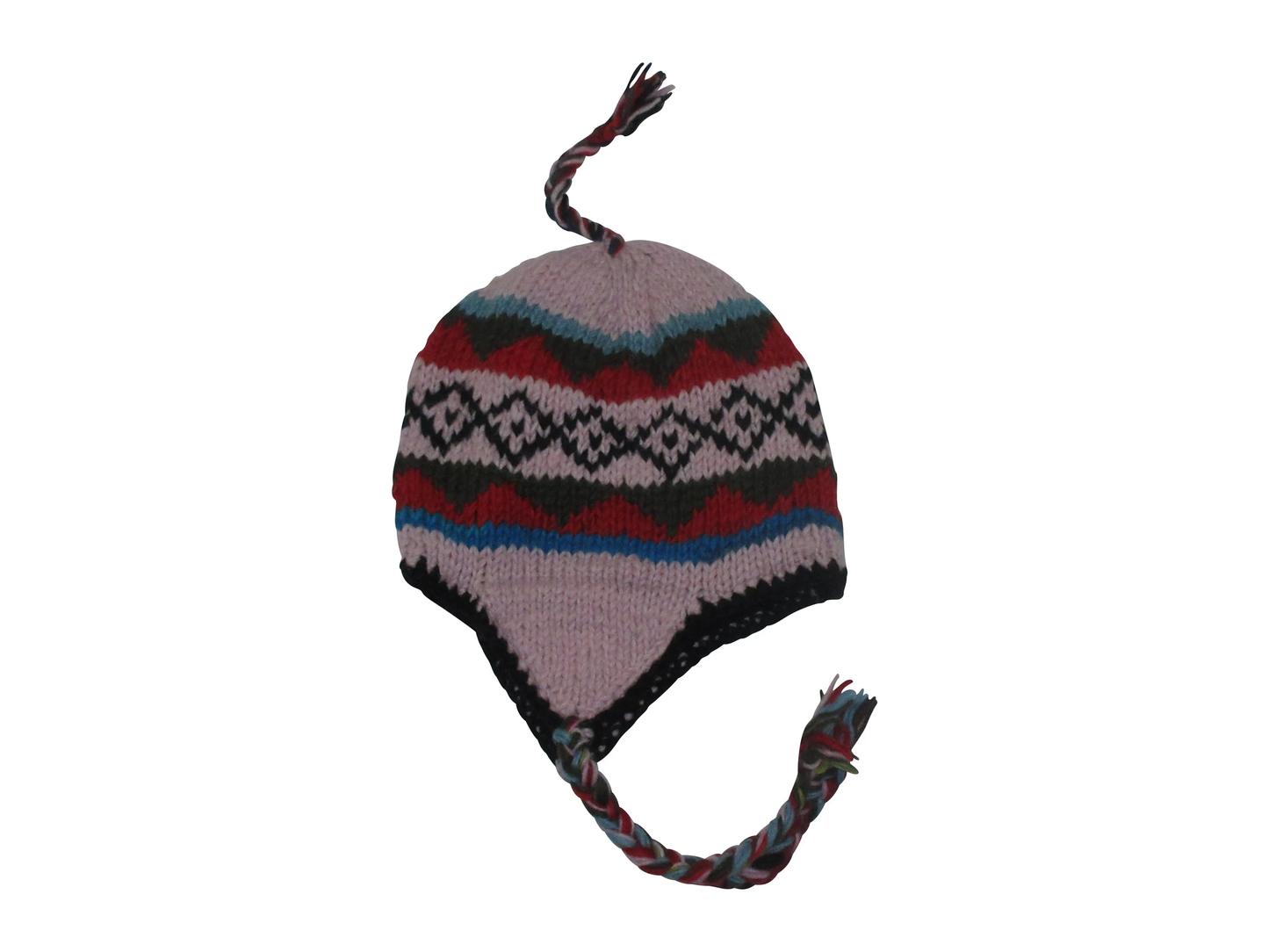 Hand Knit Wool Winter Hat: Fleece Lined, Boho Tassel - P229