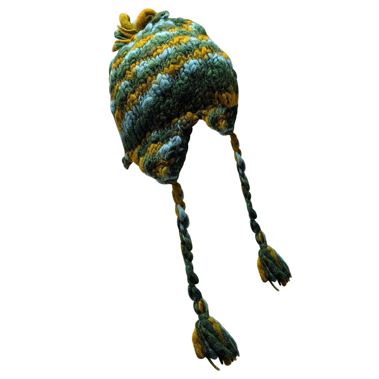 Hand Knit Wool Bobble Hat: Fleece Lined Striped Winter Cap - P2