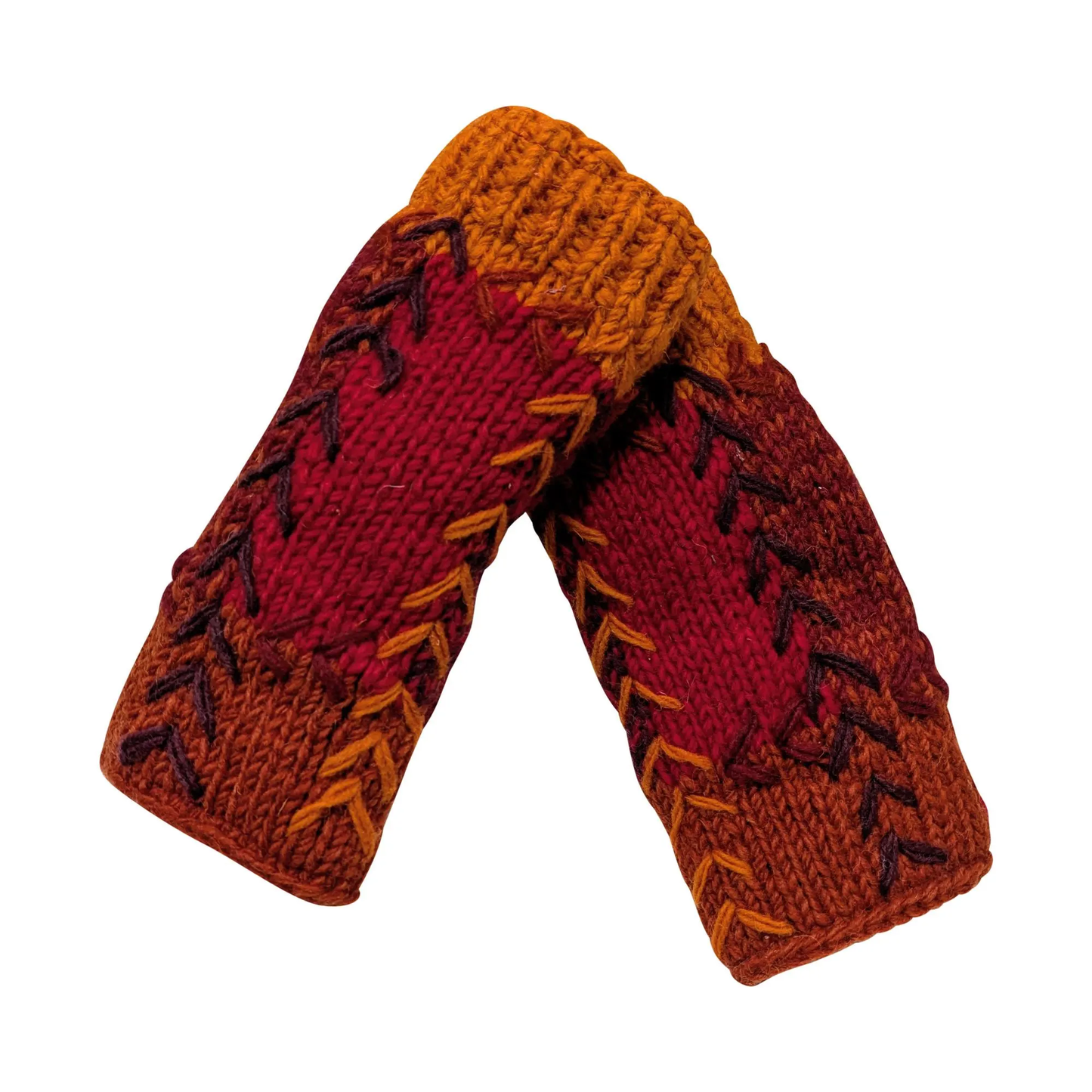 Handmade Crochet Stitch Handwarmers 100% Wool | Fleece Lined Fingerless Gloves One Size P6
