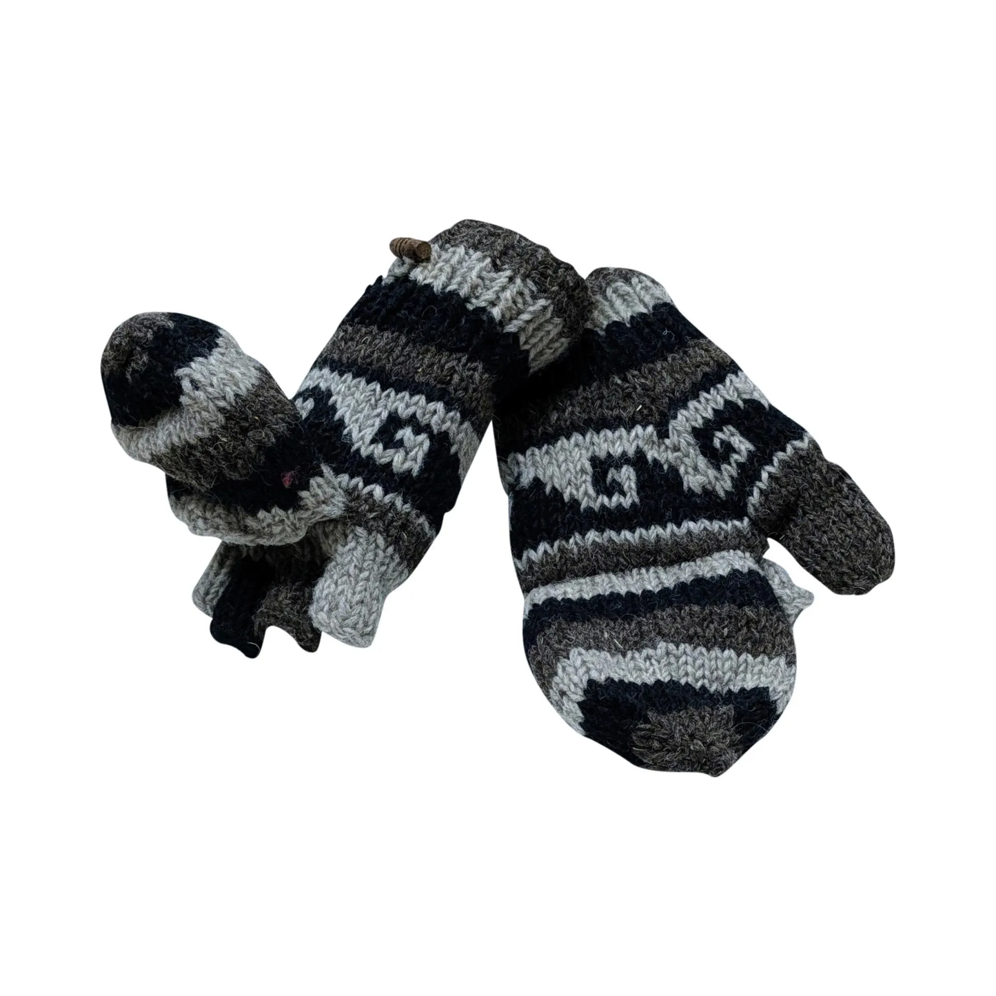 100% Wool Gloves Winter Knit boho Unisex Mittens Fleece Lining Warm Cosy P10