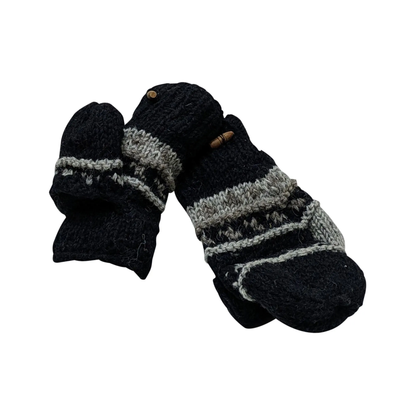 100% Wool Gloves Winter Knit boho Unisex Mittens Fleece Lining Warm Cosy P12