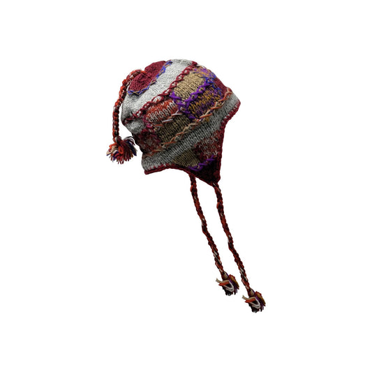 Hand Knit Wool Hat: Unisex Fleece Lined Winter Bobble Tassel - P23
