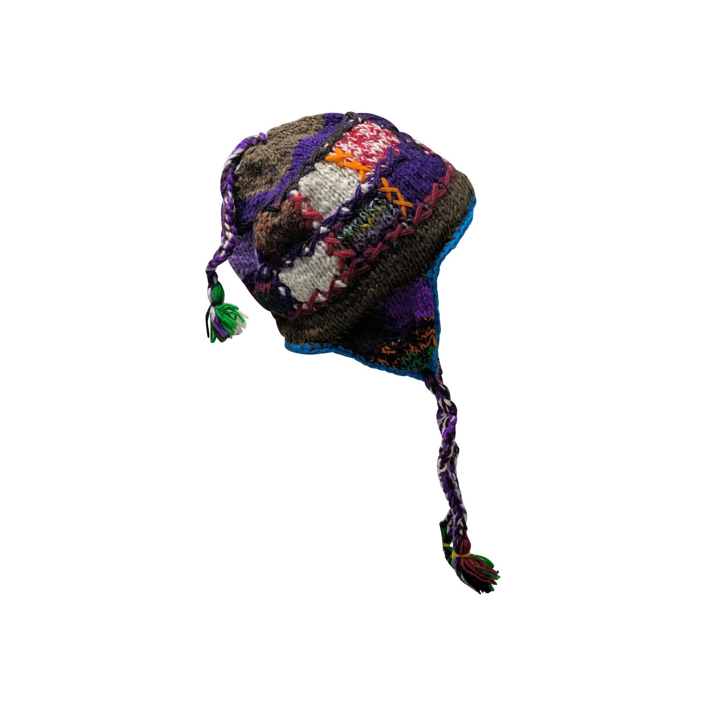 Hand Knit Wool Hat: Unisex Fleece Lined Winter Bobble Tassel - P143(1)