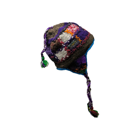 Hand Knit Wool Hat: Unisex Fleece Lined Winter Bobble Tassel - P143(1)