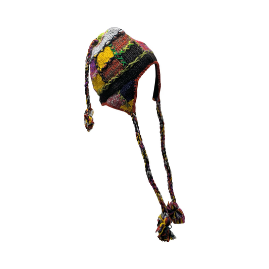 Hand Knit Wool Hat: Unisex Fleece Lined Winter Bobble Tassel - P101