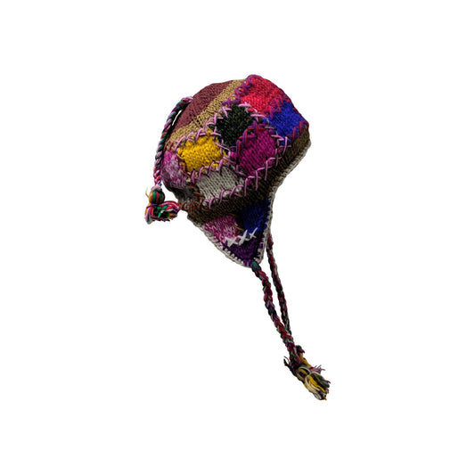 Hand Knit Wool Hat: Unisex Fleece Lined Winter Bobble Tassel - P43