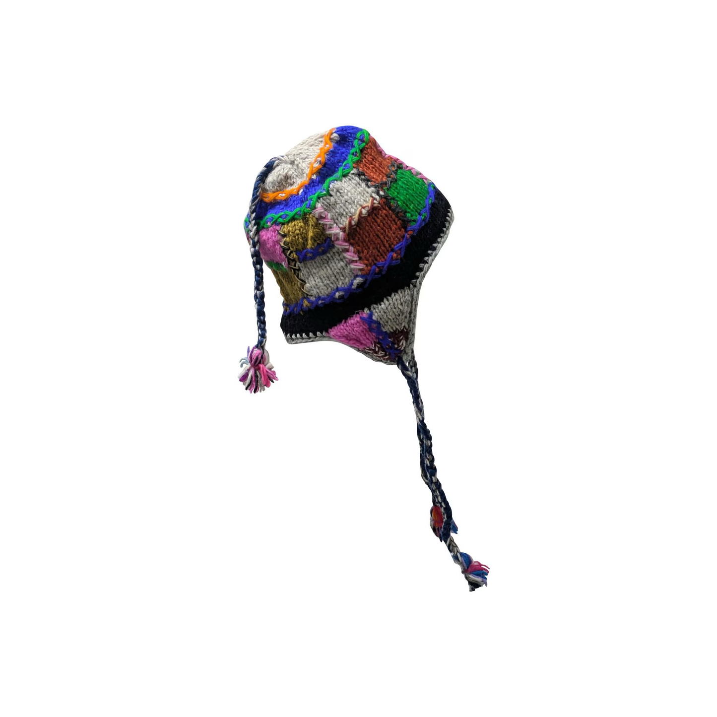 Hand Knit Wool Hat: Unisex Fleece Lined Winter Bobble Tassel - P111