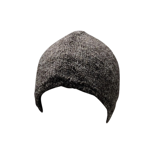 Handmade Wool Knit Beanie: Fleece Lined Winter Cap - brown P3