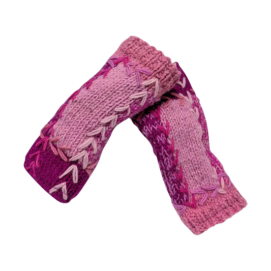 Handmade Crochet Stitch Handwarmers 100% Wool | Fleece Lined Fingerless Gloves One Size P9