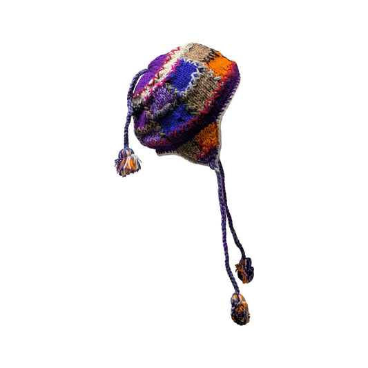 Hand Knit Wool Hat: Unisex Fleece Lined Winter Bobble Tassel - P94