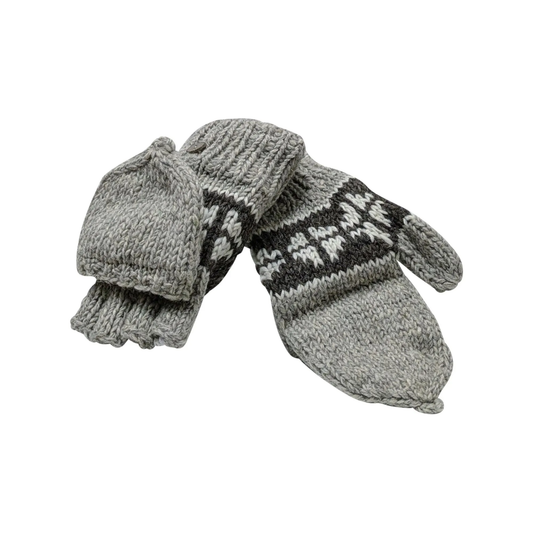 100% Wool Gloves Winter Knit boho Unisex Mittens Fleece Lining Warm Cosy P15