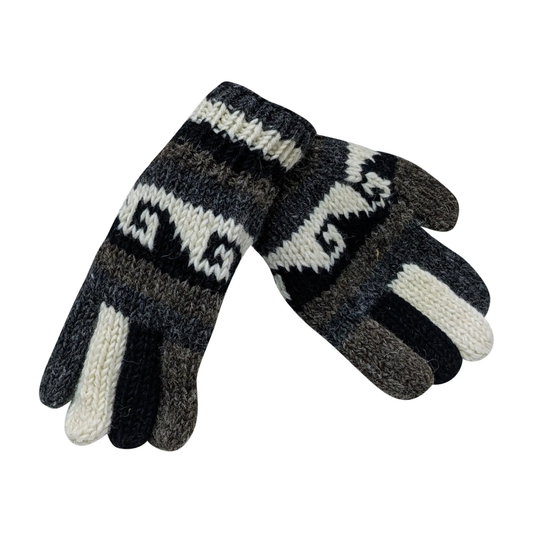 100% Wool Gloves Winter Knit boho Unisex Mittens Fleece Lining Warm Cosy P7