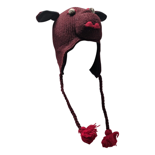 Handmade Wool Knit Animal Character Hat with Fleece Lining - P130