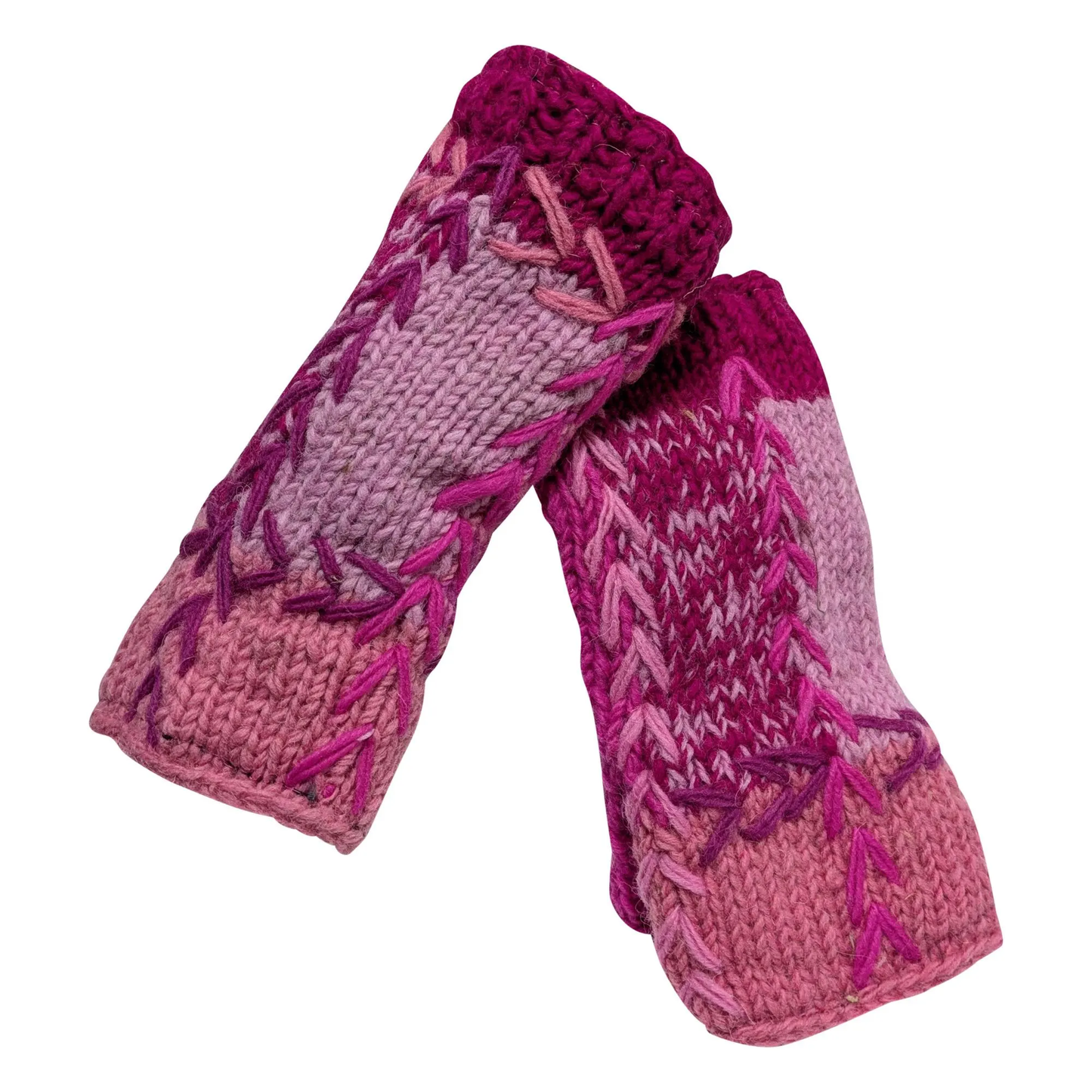 Handmade Crochet Stitch Handwarmers 100% Wool | Fleece Lined Fingerless Gloves One Size P2