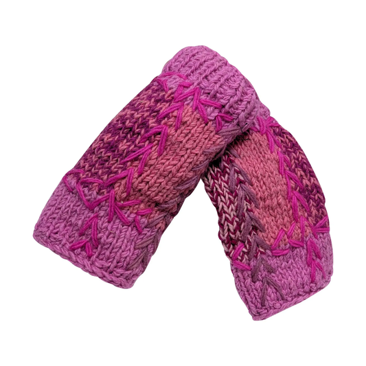 Handmade Crochet Stitch Handwarmers 100% Wool | Fleece Lined Fingerless Gloves One Size P13