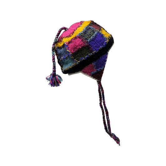 Hand Knit Wool Hat: Unisex Fleece Lined Winter Bobble Tassel - P132