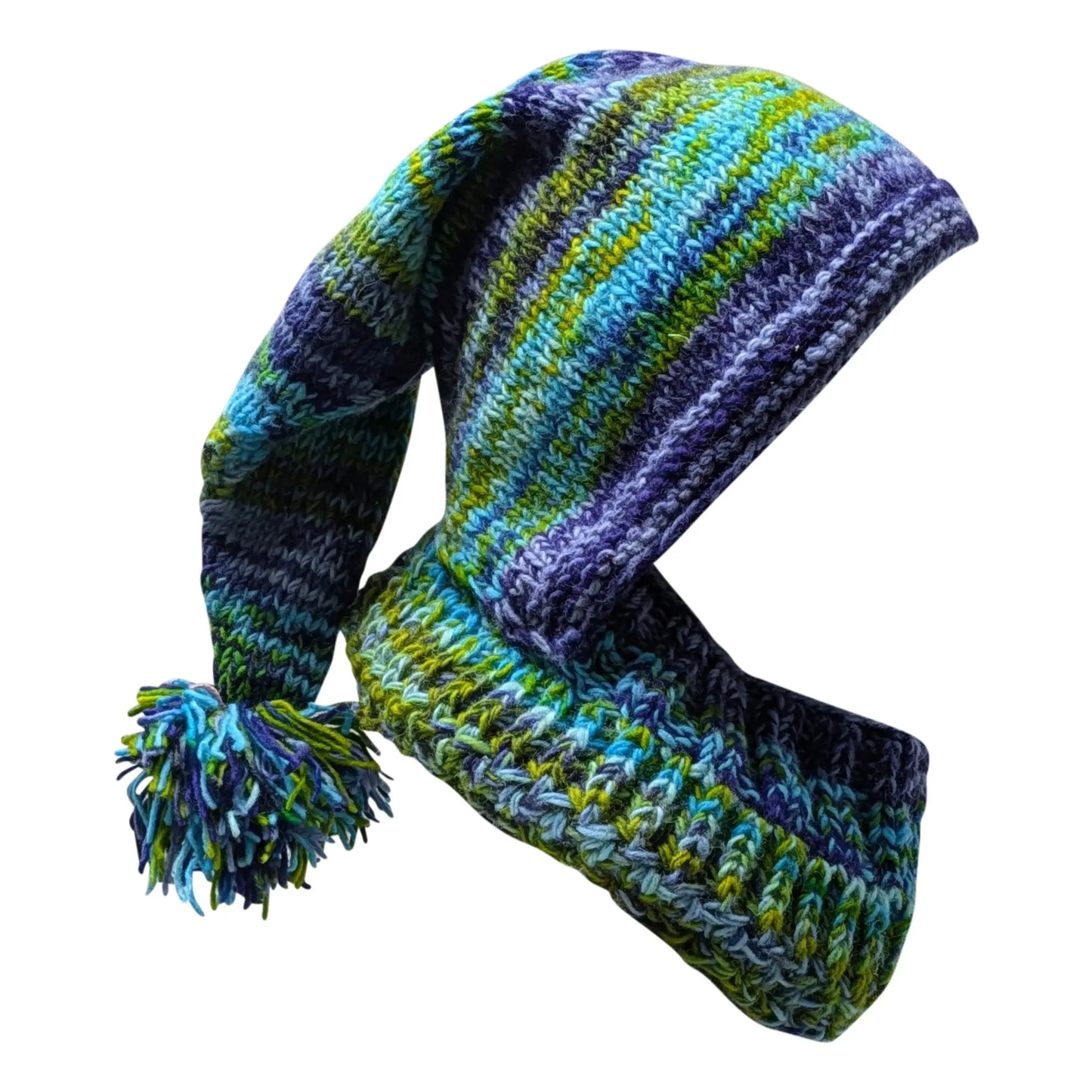 Hand Knit 100% Wool Unisex Snood Neckwarmer Boho Winter Hat P4