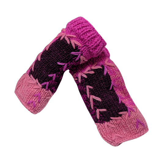 Handmade Crochet Stitch Handwarmers 100% Wool | Fleece Lined Fingerless Gloves One Size P25