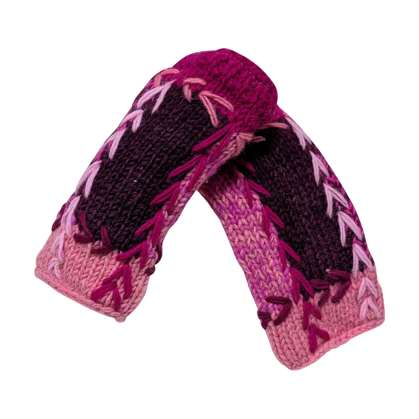 Handmade Crochet Stitch Handwarmers 100% Wool | Fleece Lined Fingerless Gloves One Size P24