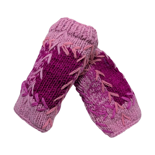 Handmade Crochet Stitch Handwarmers 100% Wool | Fleece Lined Fingerless Gloves One Size P15