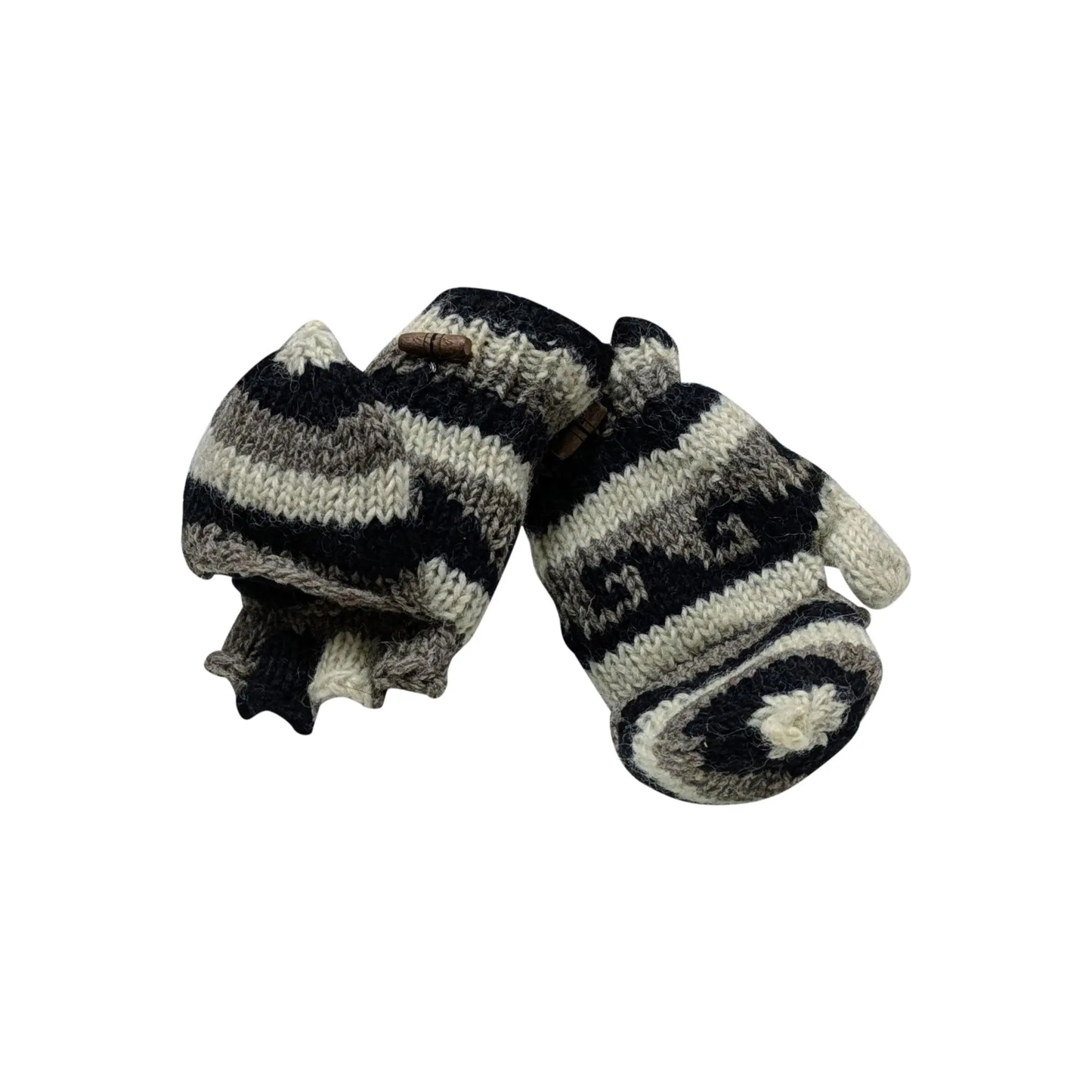 100% Wool Gloves Winter Knit boho Unisex Mittens Fleece Lining Warm Cosy P20