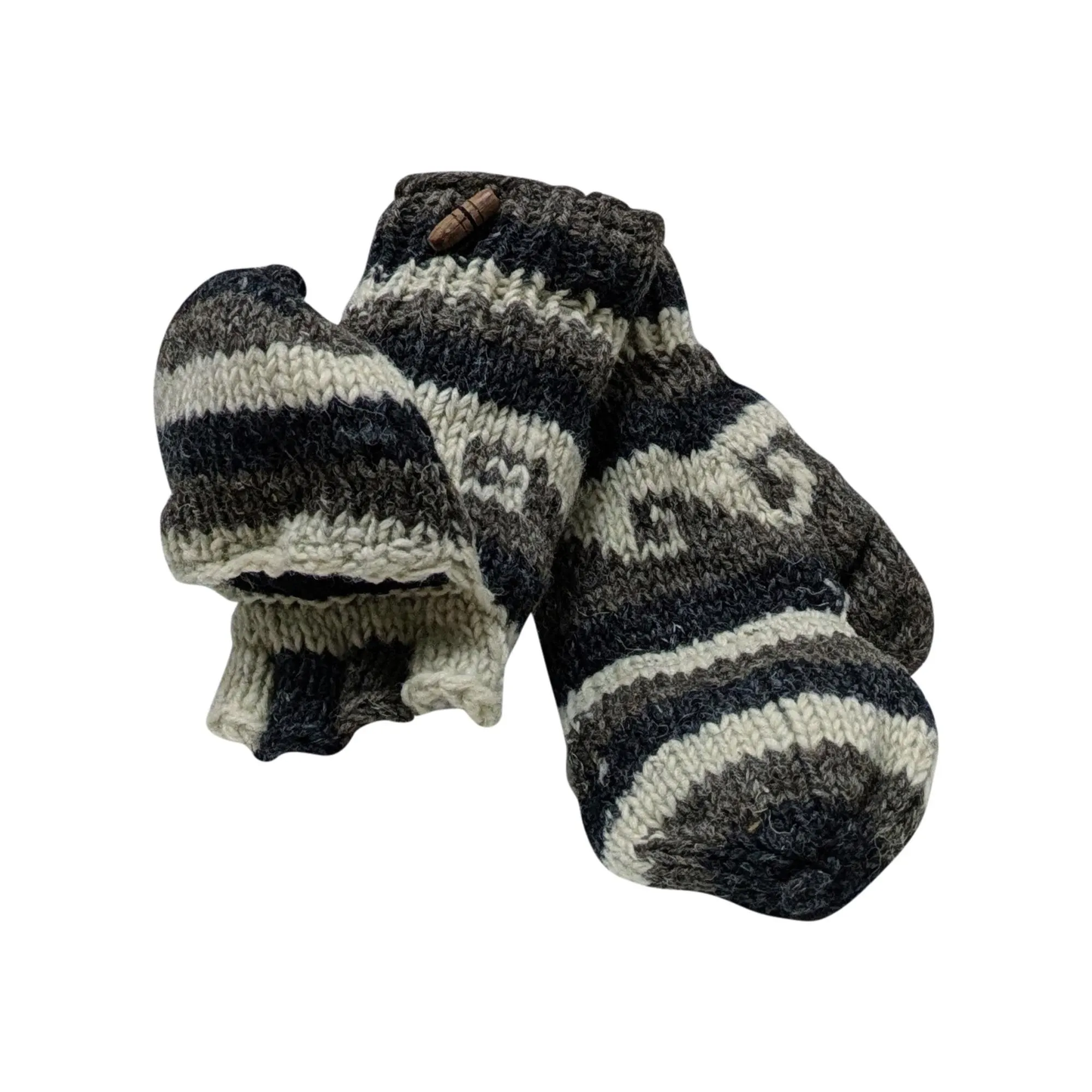 100% Wool Gloves Winter Knit boho Unisex Mittens Fleece Lining Warm Cosy P11