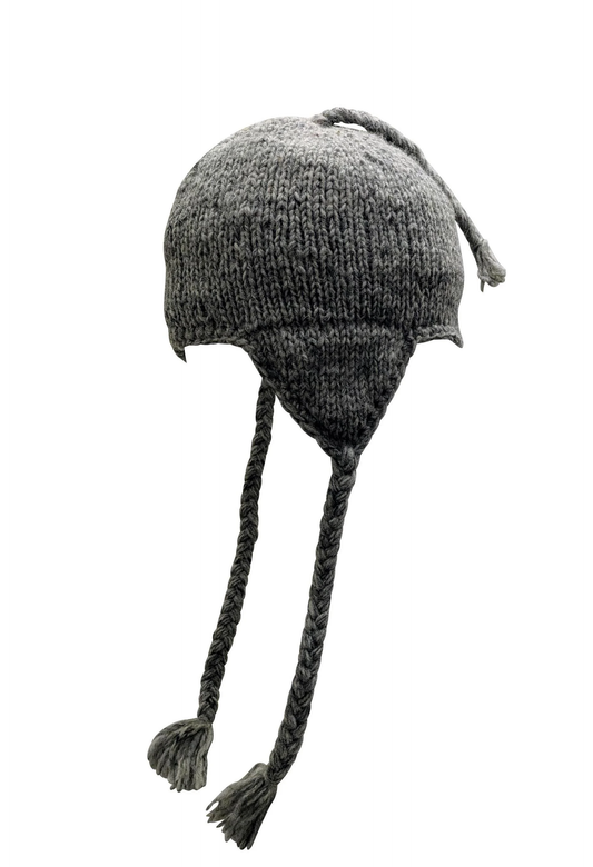 Handmade Wool Knit Hat: Unisex Fleece Lined Winter Cap - GREY