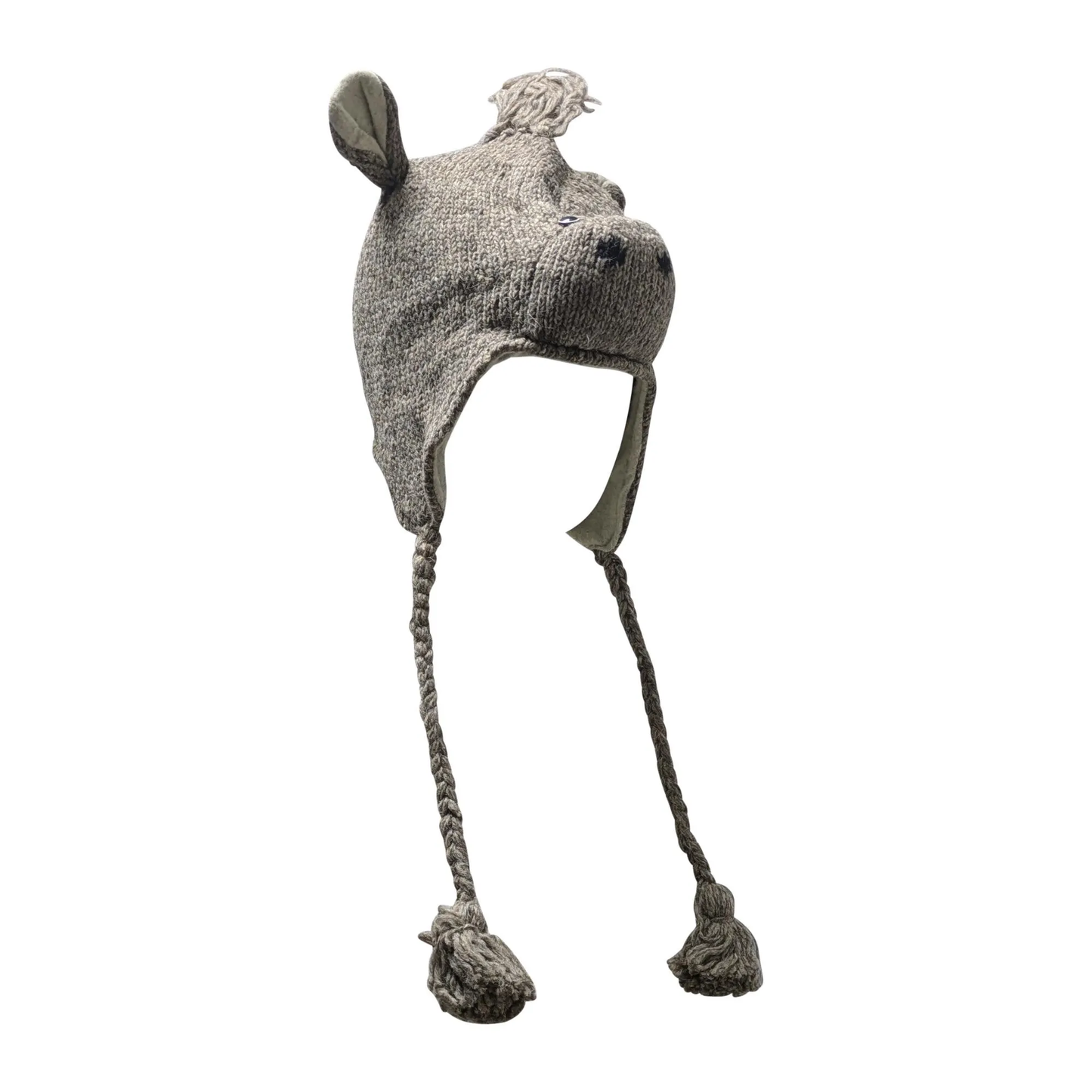 Handmade Wool Knit Animal Character Hat with Fleece Lining - P39