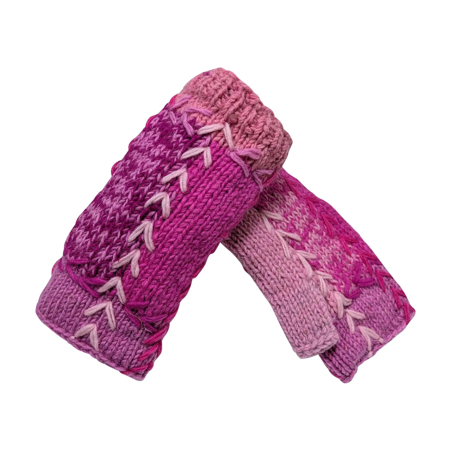 Handmade Crochet Stitch Handwarmers 100% Wool | Fleece Lined Fingerless Gloves One Size P10