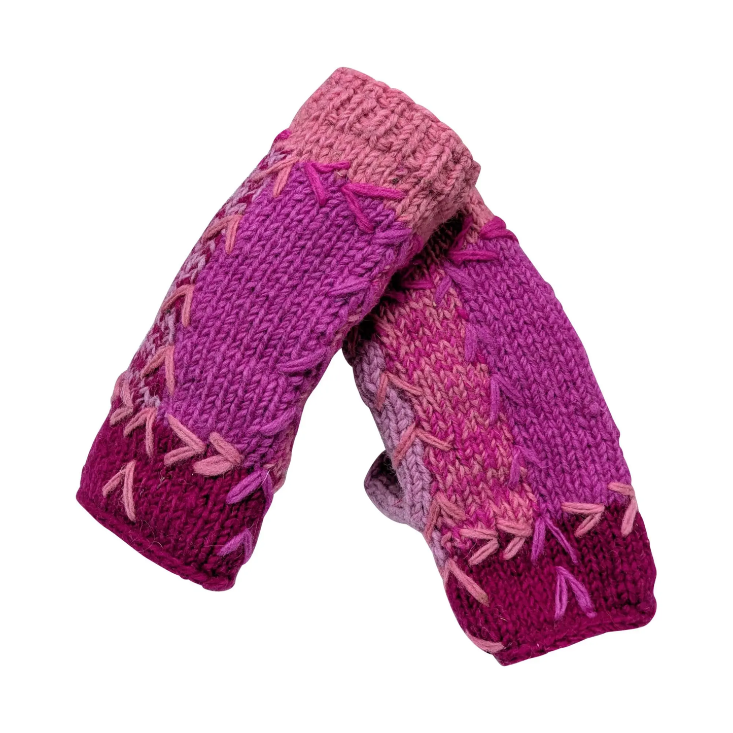 Handmade Crochet Stitch Handwarmers 100% Wool | Fleece Lined Fingerless Gloves One Size P1