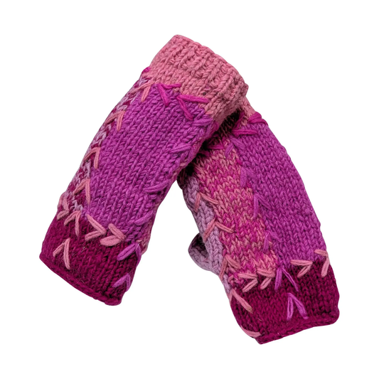 Handmade Crochet Stitch Handwarmers 100% Wool | Fleece Lined Fingerless Gloves One Size P1