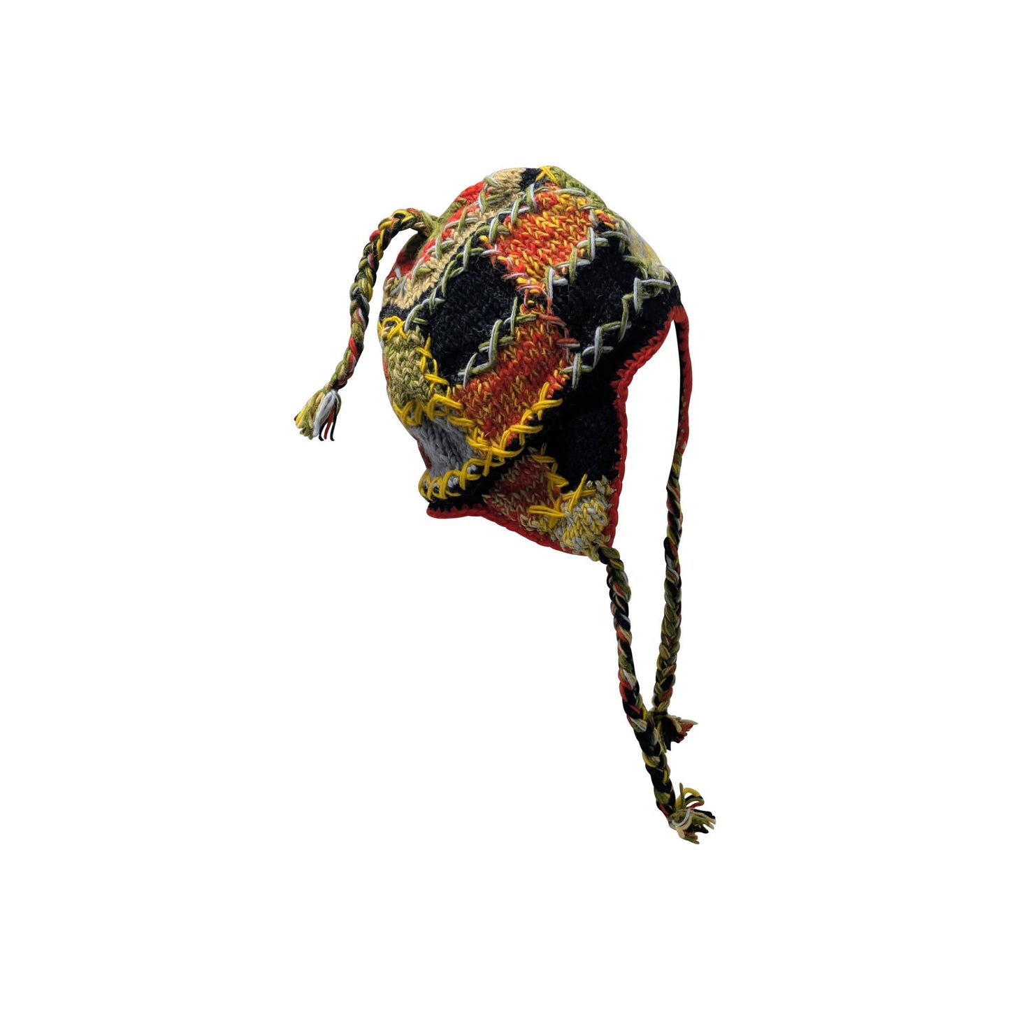 Hand Knit Wool Hat: Unisex Fleece Lined Winter Bobble Tassel - P105