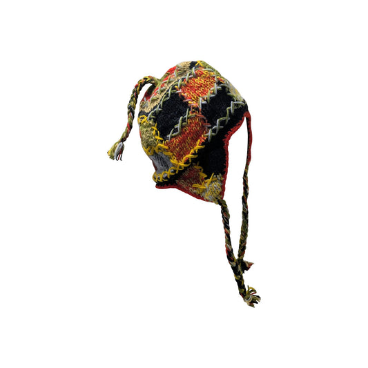 Hand Knit Wool Hat: Unisex Fleece Lined Winter Bobble Tassel - P105