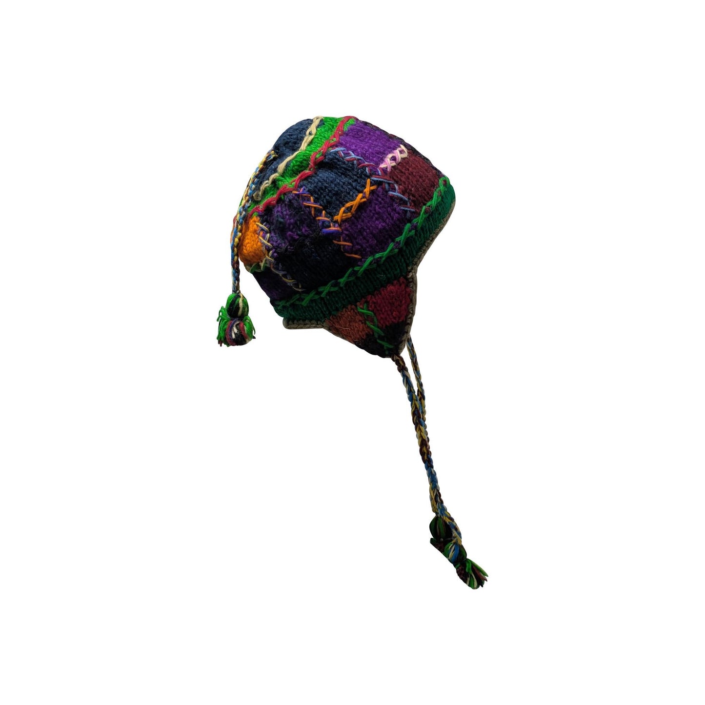 Hand Knit Wool Hat: Unisex Fleece Lined Winter Bobble Tassel - P15