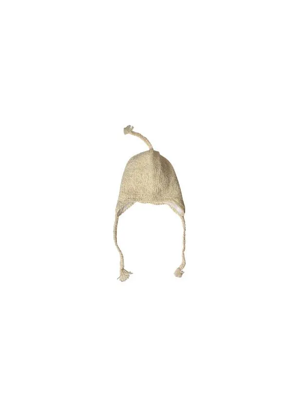 Handmade Wool Knit Hat: Unisex Fleece Lined Winter Cap - CREAM