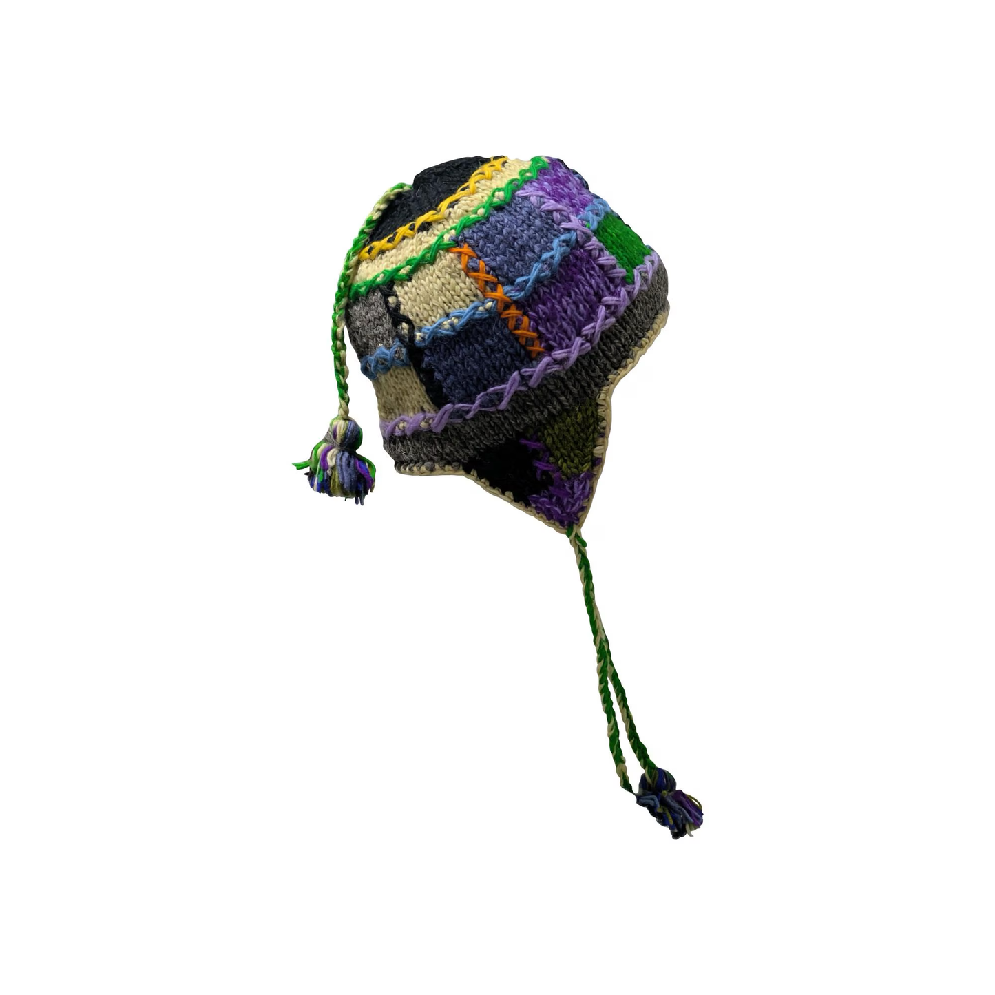 Hand Knit Wool Hat: Unisex Fleece Lined Winter Bobble Tassel - P45