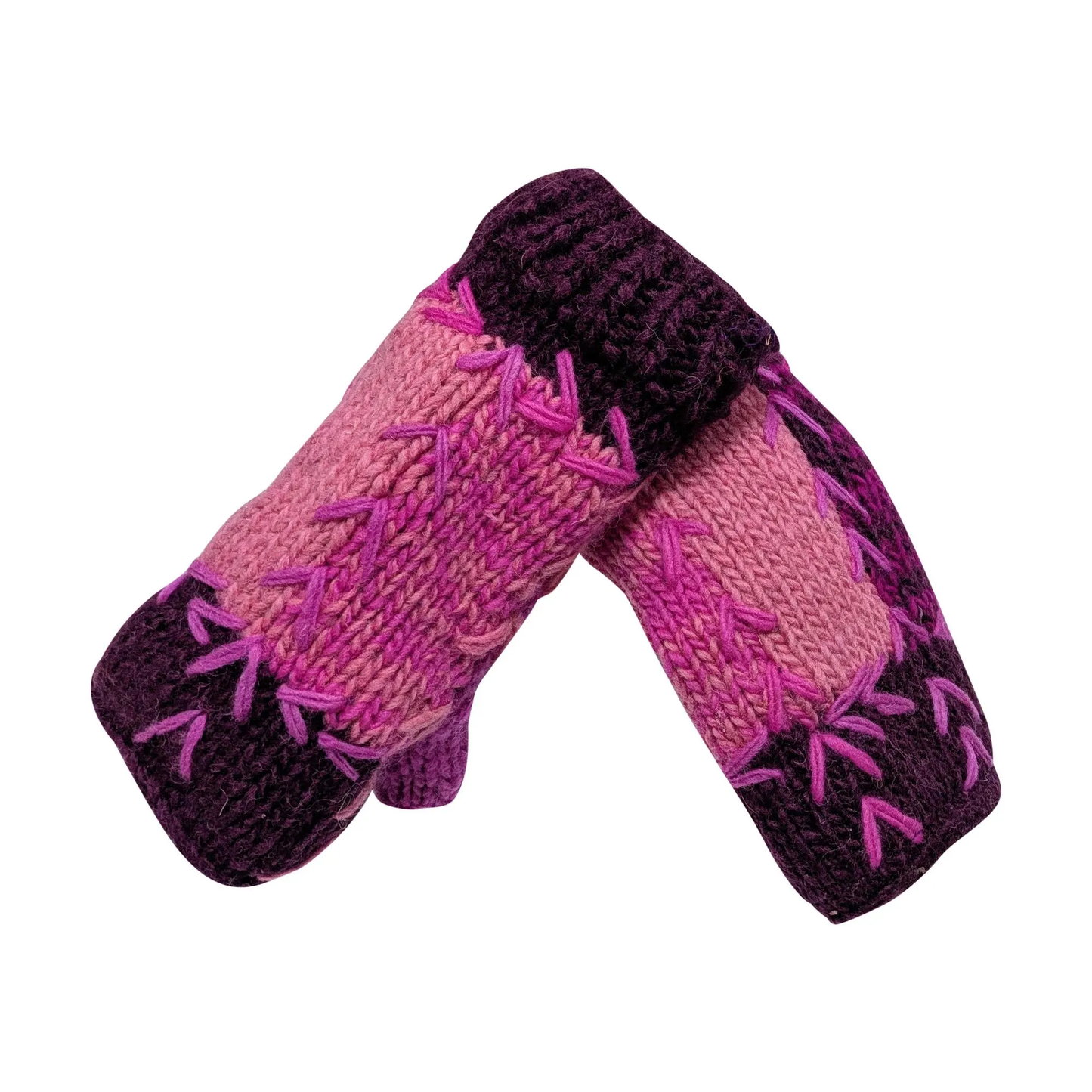Handmade Crochet Stitch Handwarmers 100% Wool | Fleece Lined Fingerless Gloves One Size P3