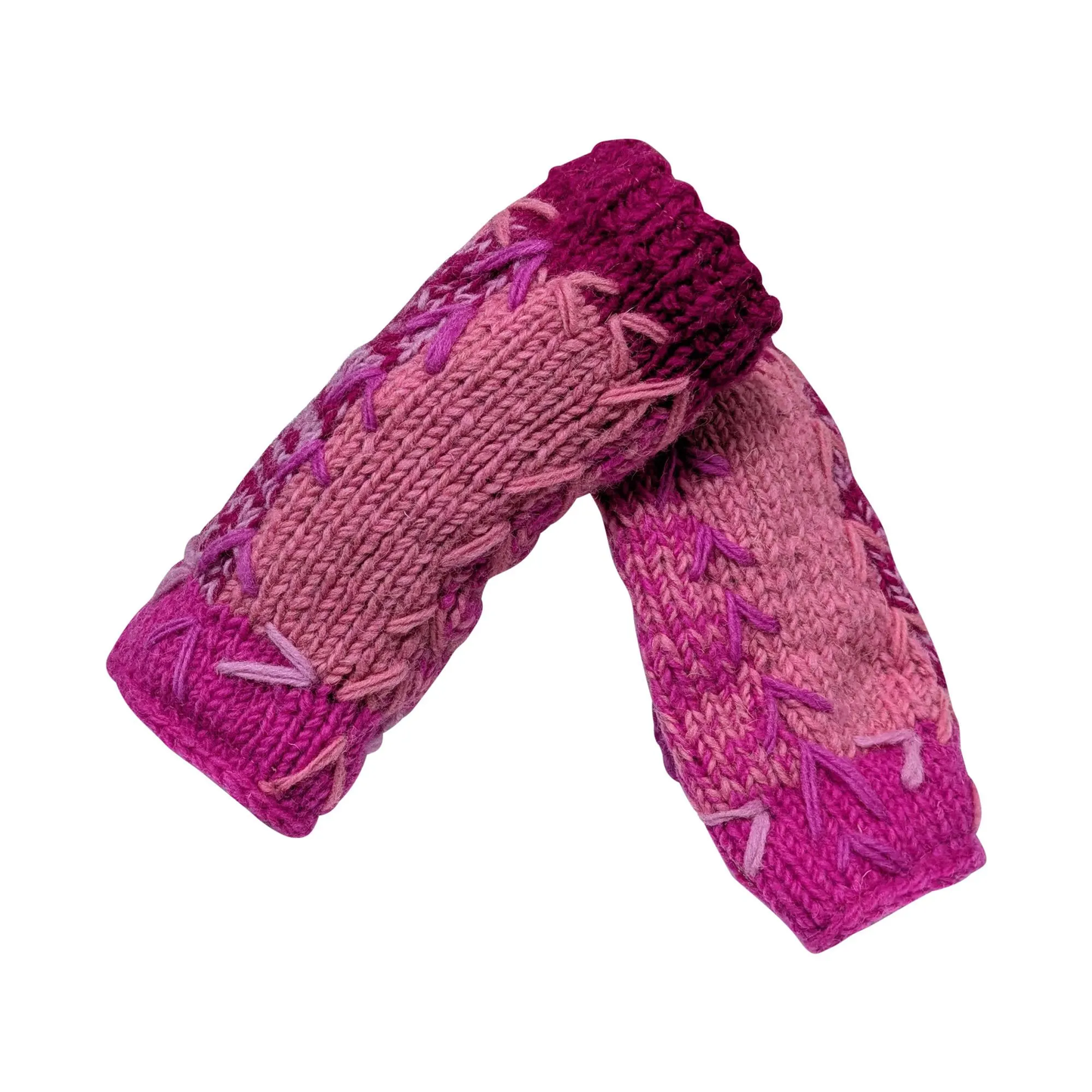 Handmade Crochet Stitch Handwarmers 100% Wool | Fleece Lined Fingerless Gloves One Size P18