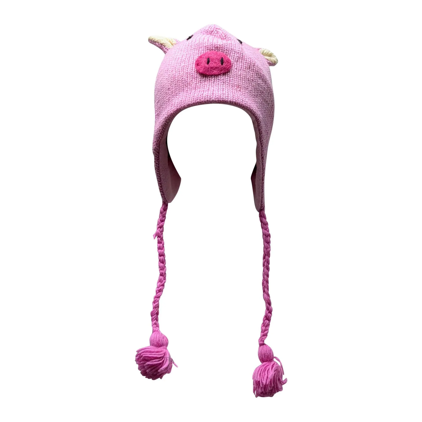 Handmade Wool Knit Animal Character Hat with Fleece Lining - P46
