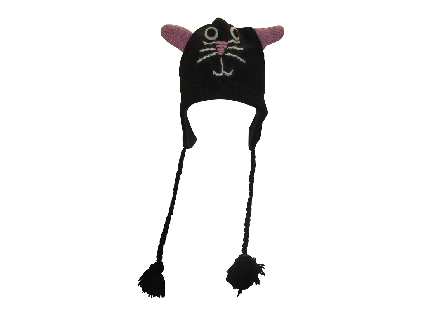 Handmade Wool Knit Animal Character Hat with Fleece Lining