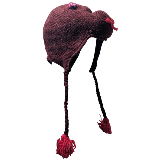 Handmade Wool Knit Animal Character Hat with Fleece Lining - P122