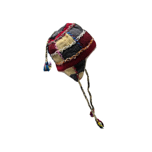 Hand Knit Wool Hat: Unisex Fleece Lined Winter Bobble Tassel - P64