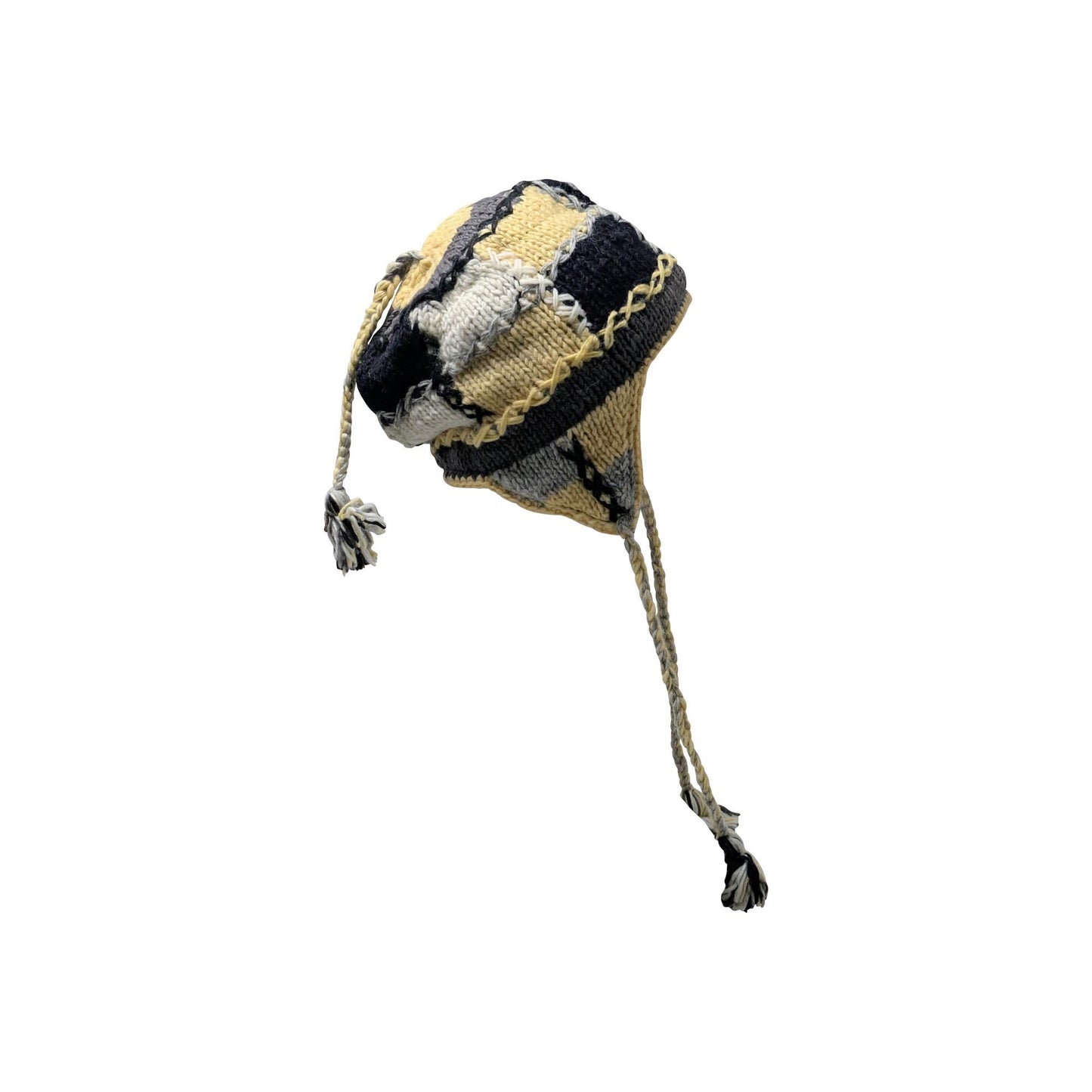 Hand Knit Wool Hat: Unisex Fleece Lined Winter Bobble Tassel - P46