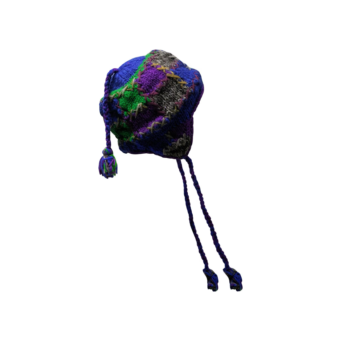 Hand Knit Wool Hat: Unisex Fleece Lined Winter Bobble Tassel - P51