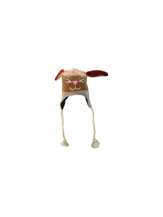 Handmade Wool Knit Animal Character Hat with Fleece Lining - P17