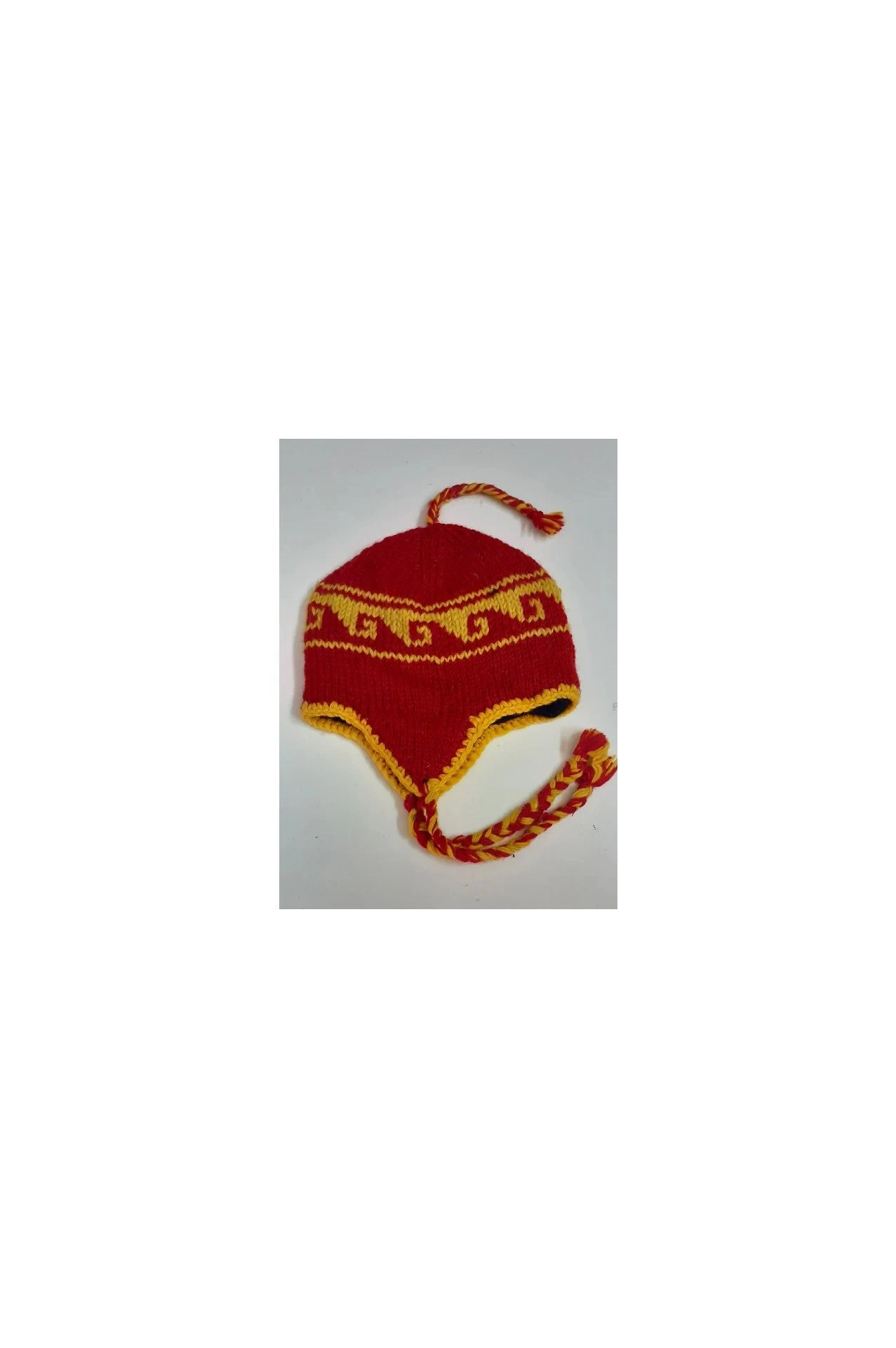 Hand Knit Wool Winter Hat: Fleece Lined, Boho Tassel - P60