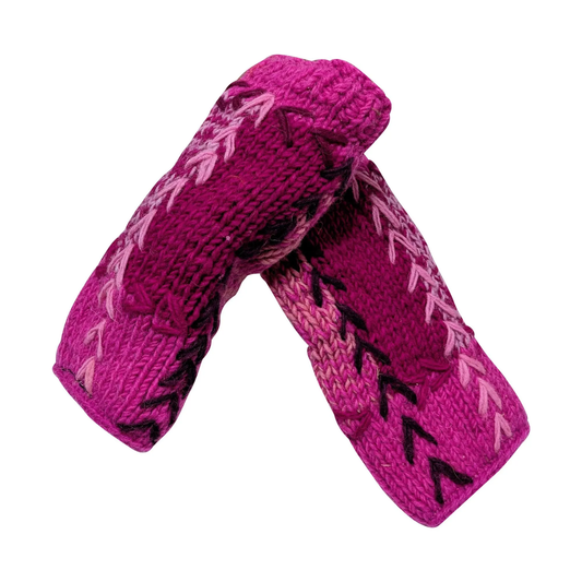 Handmade Crochet Stitch Handwarmers 100% Wool | Fleece Lined Fingerless Gloves One Size P21